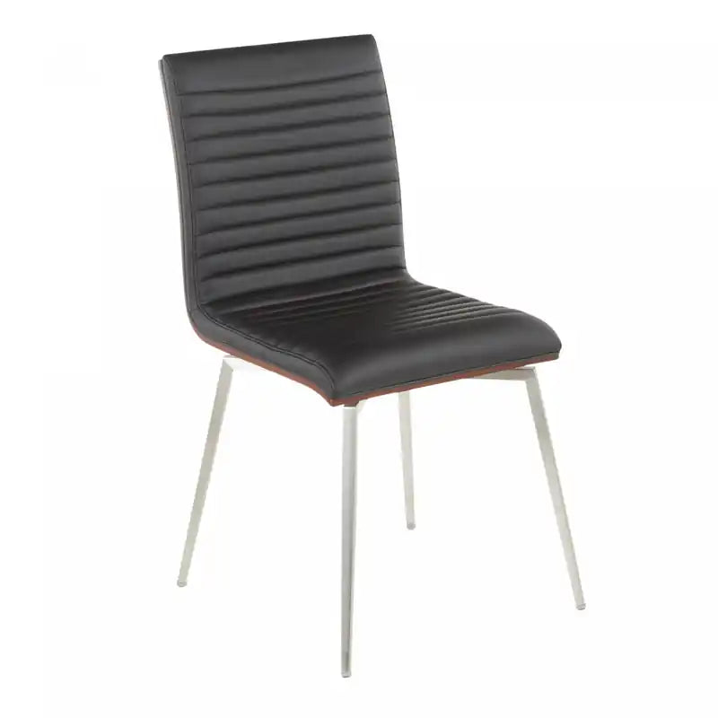 Chaise de salle à manger contemporaine en similicuir noir pivotante