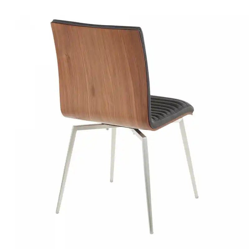Chaise de salle à manger contemporaine en similicuir noir pivotante