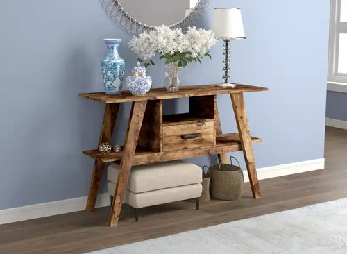Console 47 po avec 1 tiroir et 1 tablette – Bois récupéré brun