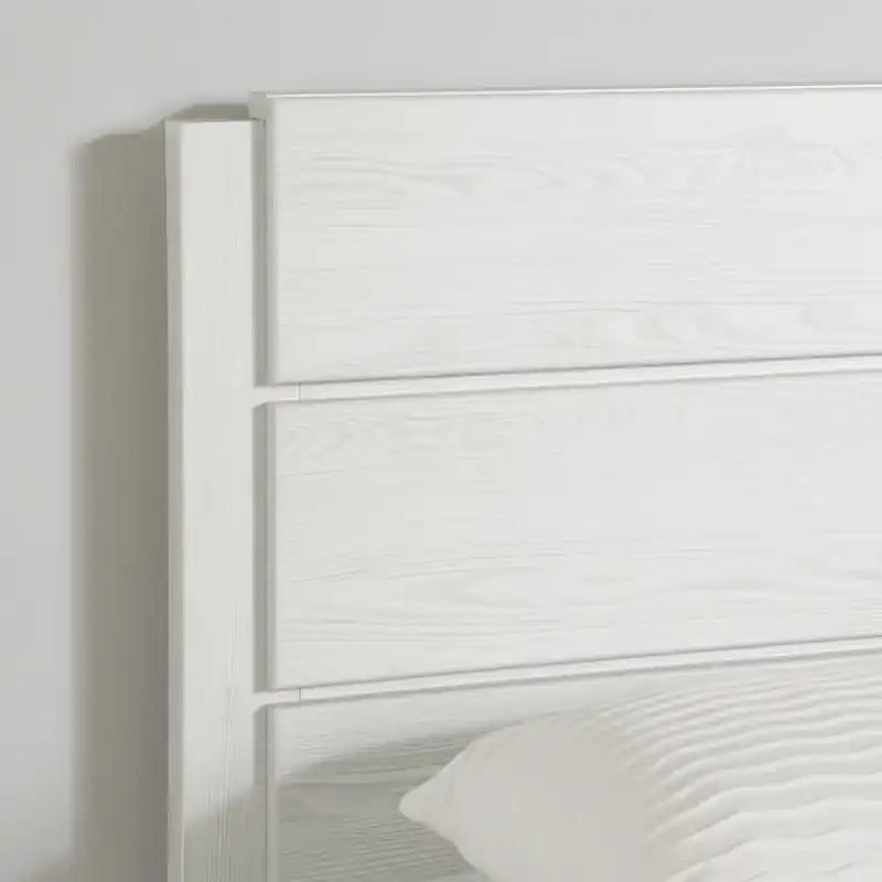 Lit avec 3 tiroirs et tête de lit - Pin blanc