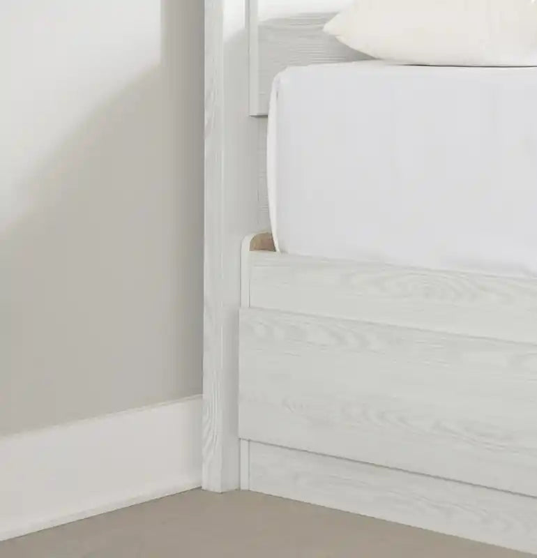 Lit avec 3 tiroirs et tête de lit - Pin blanc