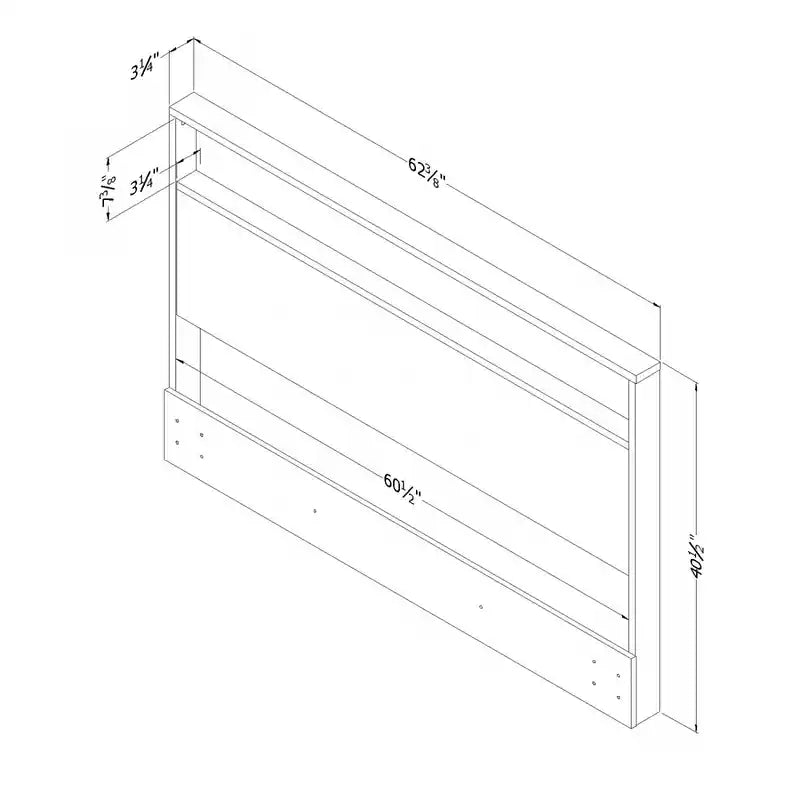 Tête de lit double/grand lit avec étagère de rangement - Chêne noir