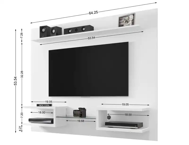 64.25 Meuble TV mural flottant moderne avec étagères de présentation