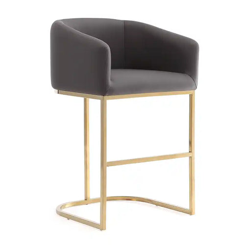 Manhattan Comfort Louvre 40 Stainless Steel Barstool - Grey & Black