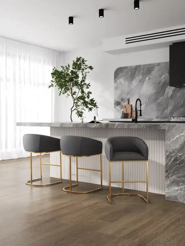 Tabouret de bar 40 en acier inoxydable - Gris et noir