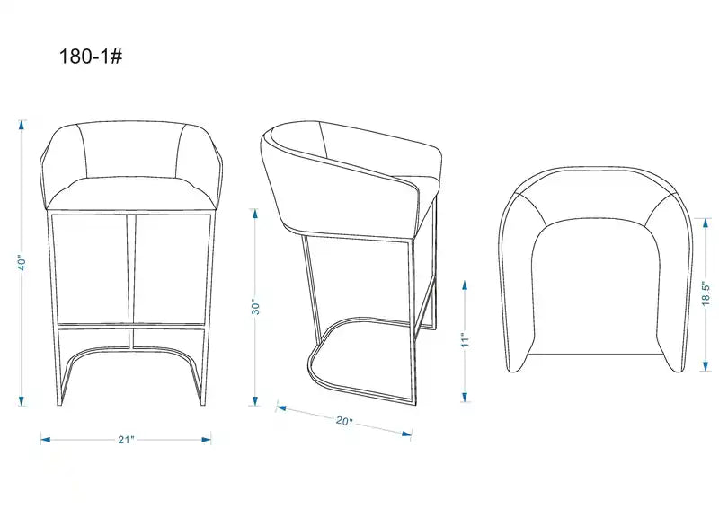Tabouret de bar 40 en acier inoxydable - Gris et noir