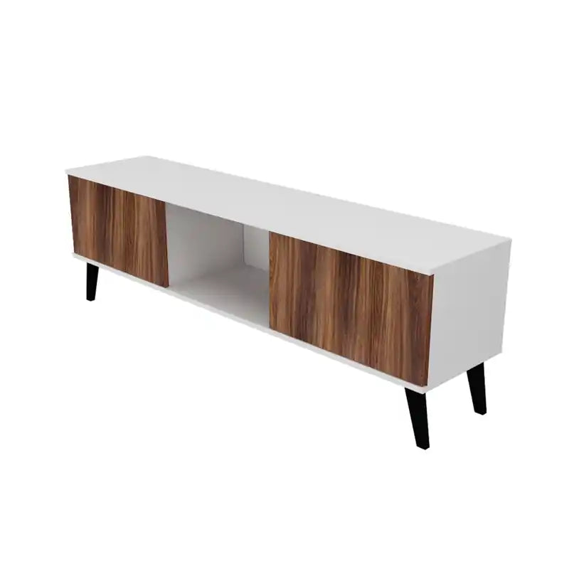 Meuble TV 62.20 Mid-Century Modern – Blanc et brun noyer