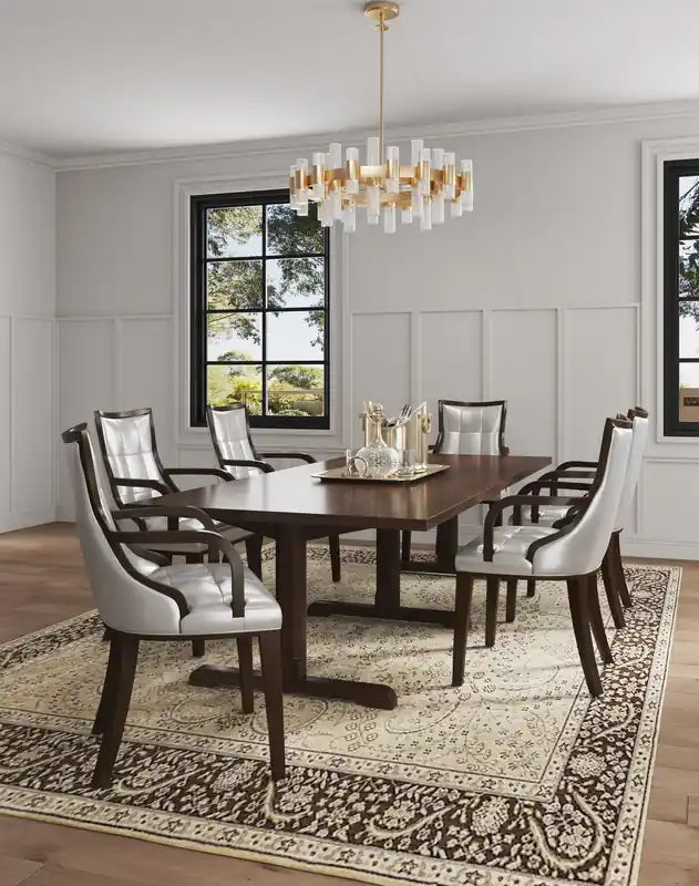 de 2 chaises de salle à manger Fifth Avenue en faux cuir – selle et noyer