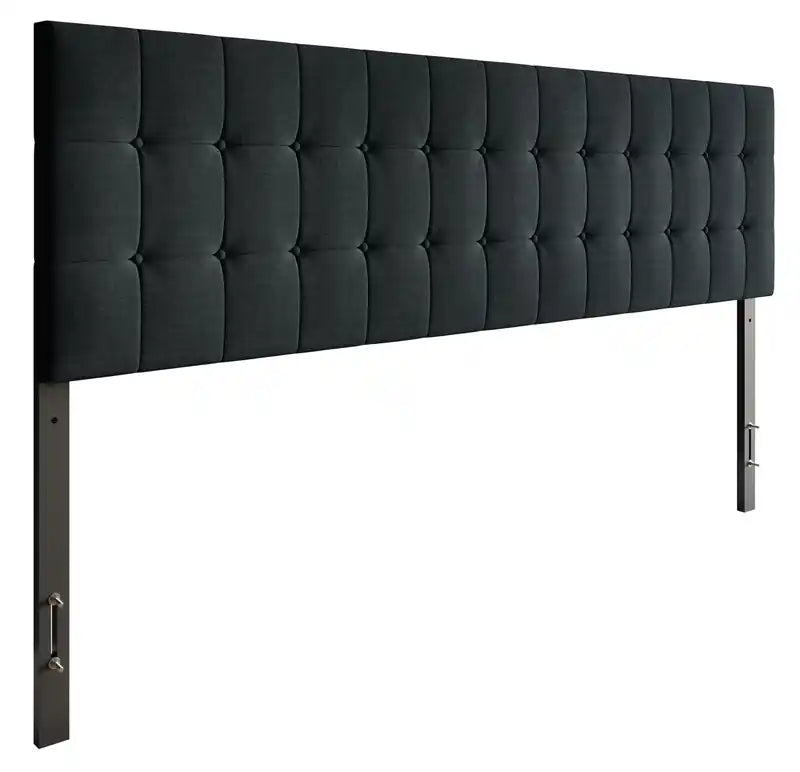 Tête de lit rembourrée en tissu anthracite, capitonnée