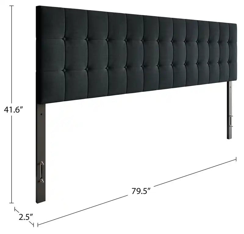 Tête de lit rembourrée en tissu anthracite, capitonnée