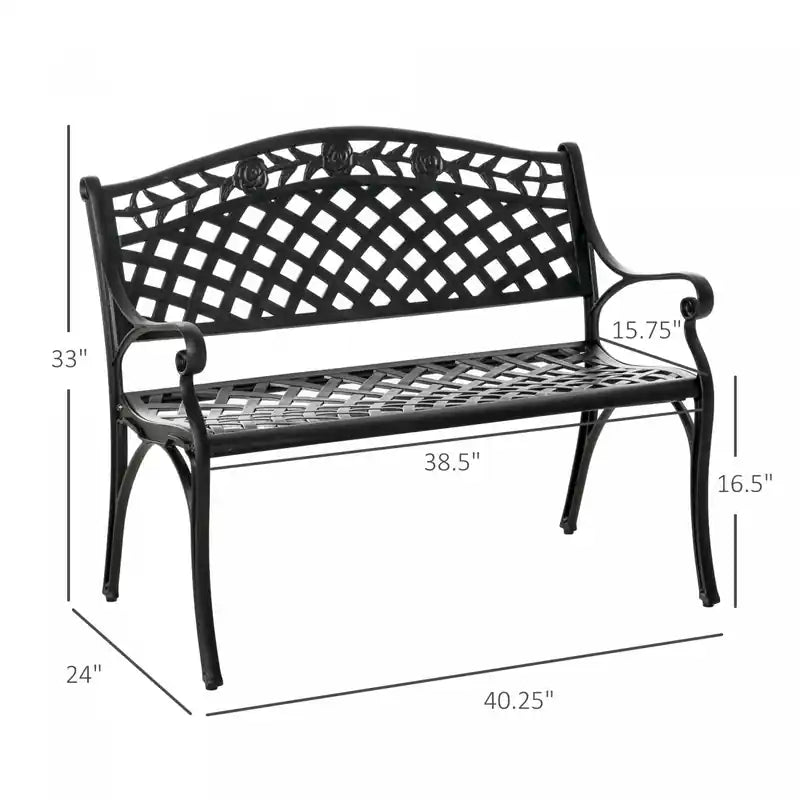Banc de jardin 2 places en aluminium, causeuse d'extérieur