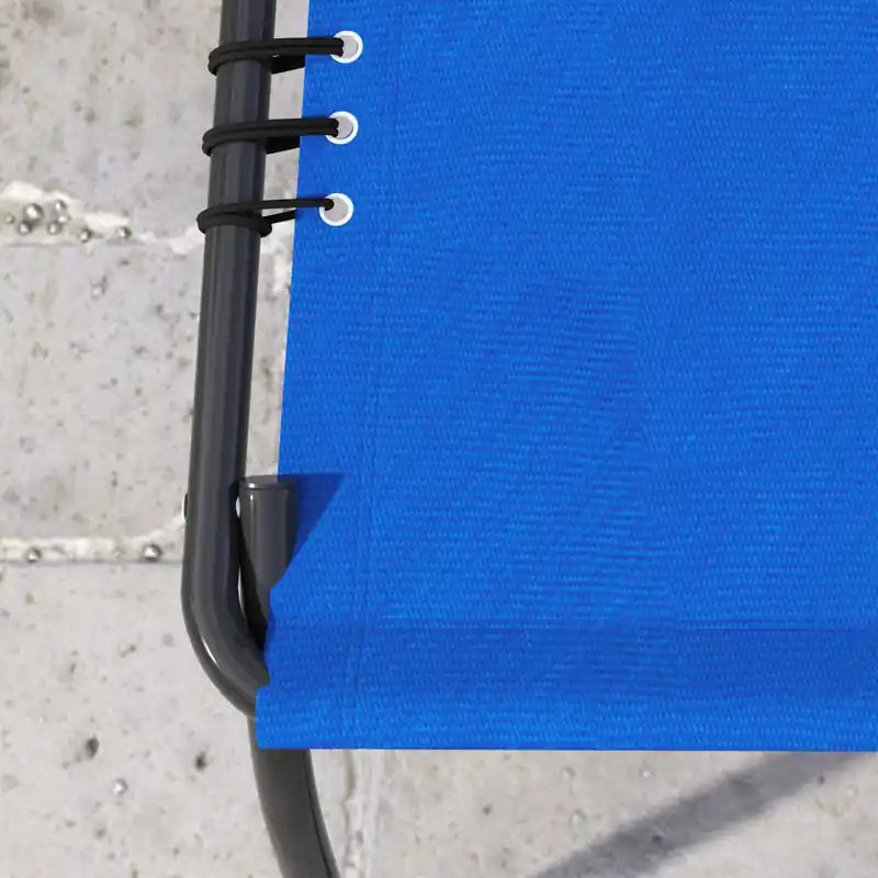 2 chaises longues pliantes avec appuie-tête bleues