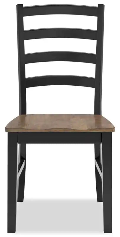 Chaise de salle à manger, dossier échelle - Bicolore noir et marron