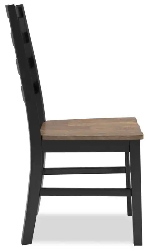 Chaise de salle à manger, dossier échelle - Bicolore noir et marron