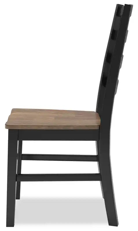 Chaise de salle à manger, dossier échelle - Bicolore noir et marron