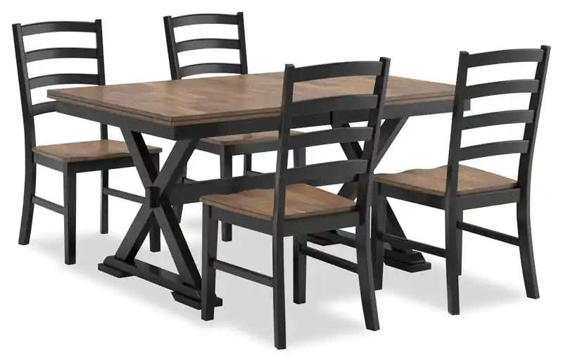 Chaise de salle à manger, dossier échelle - Bicolore noir et marron