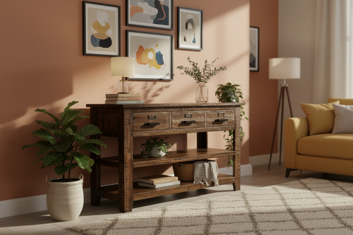 Rustic Sofa Table - Left Angle View